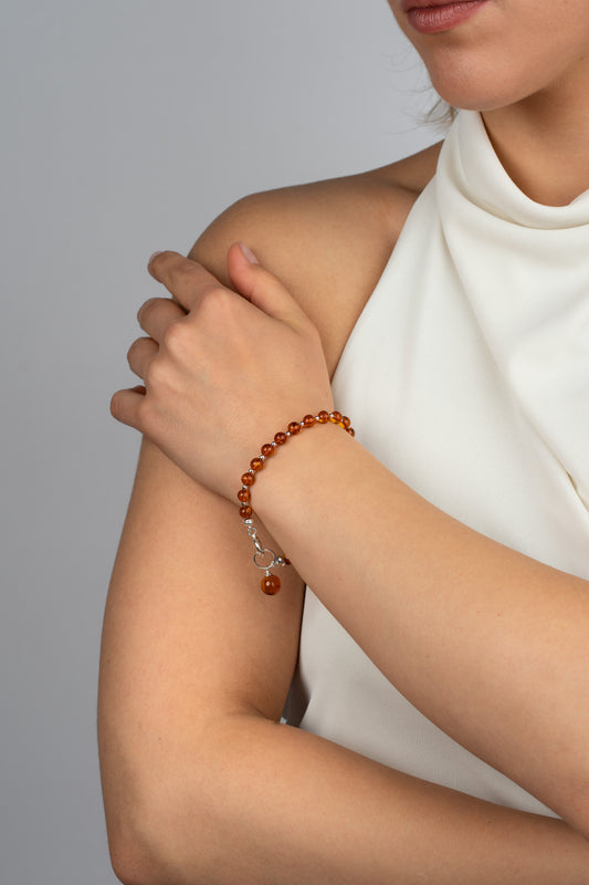 Silver Bracelet with Honey Amber "Ignis Mellis"