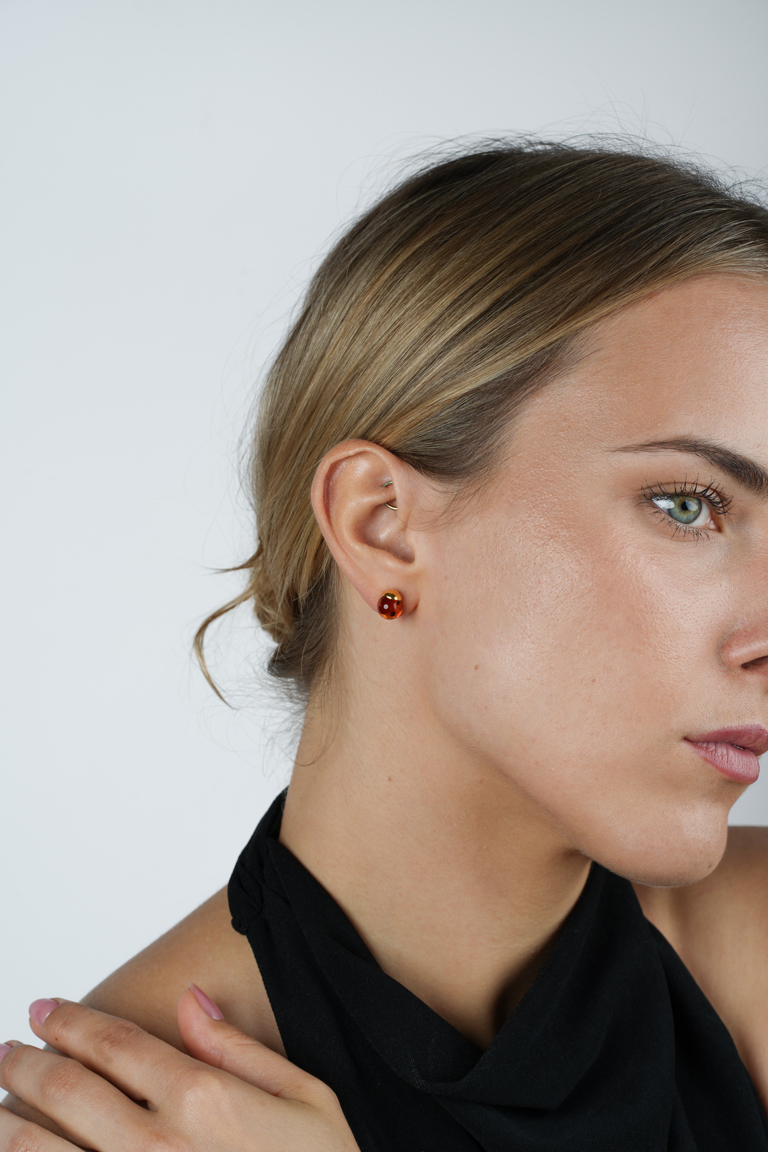 Gold-Plated Earrings with Honey Amber "Nectareus Ignis"