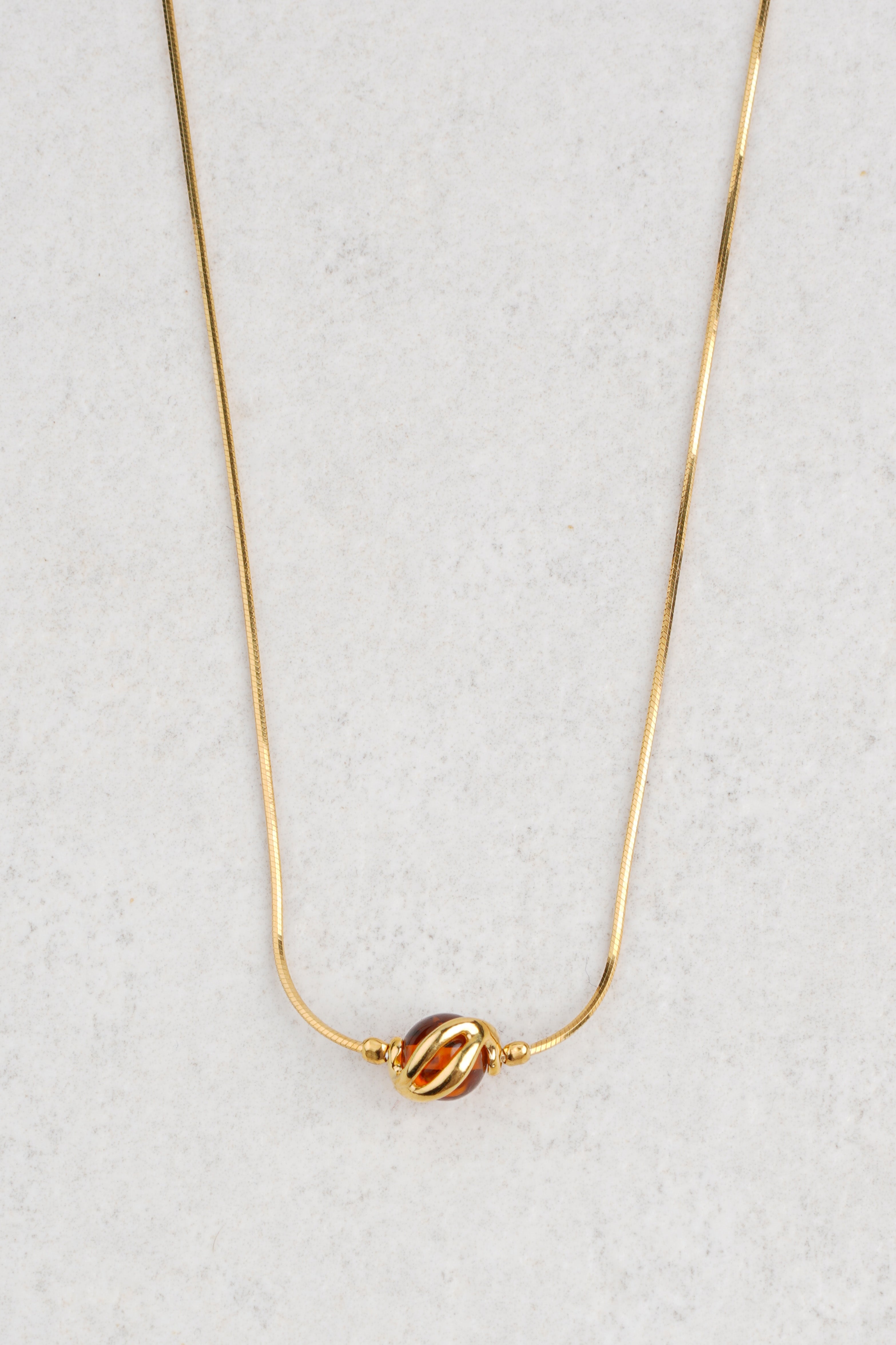 Gold-Plated Necklace with Honey Amber "Nectareus Ignis"