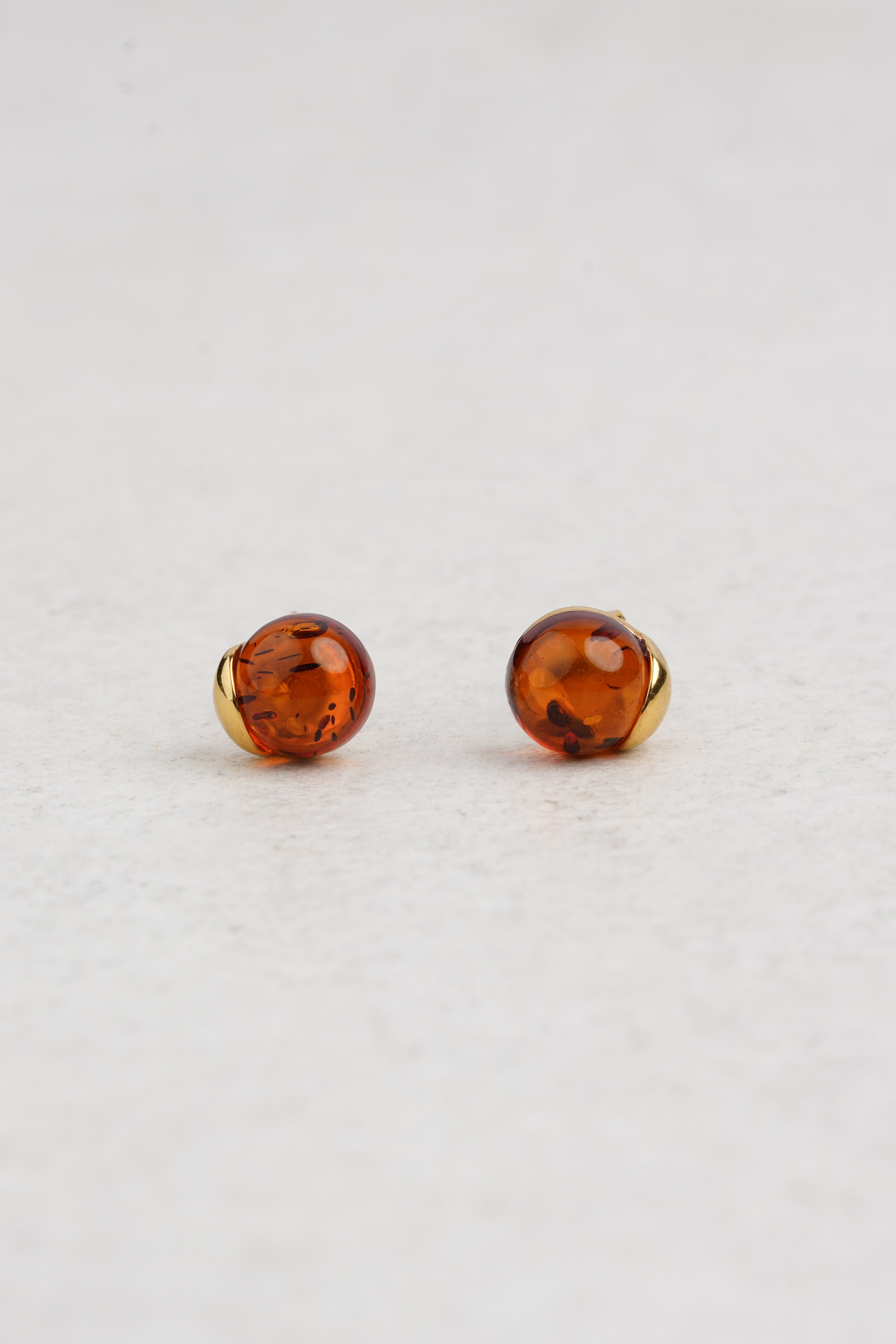 Gold-Plated Earrings with Honey Amber "Nectareus Ignis"