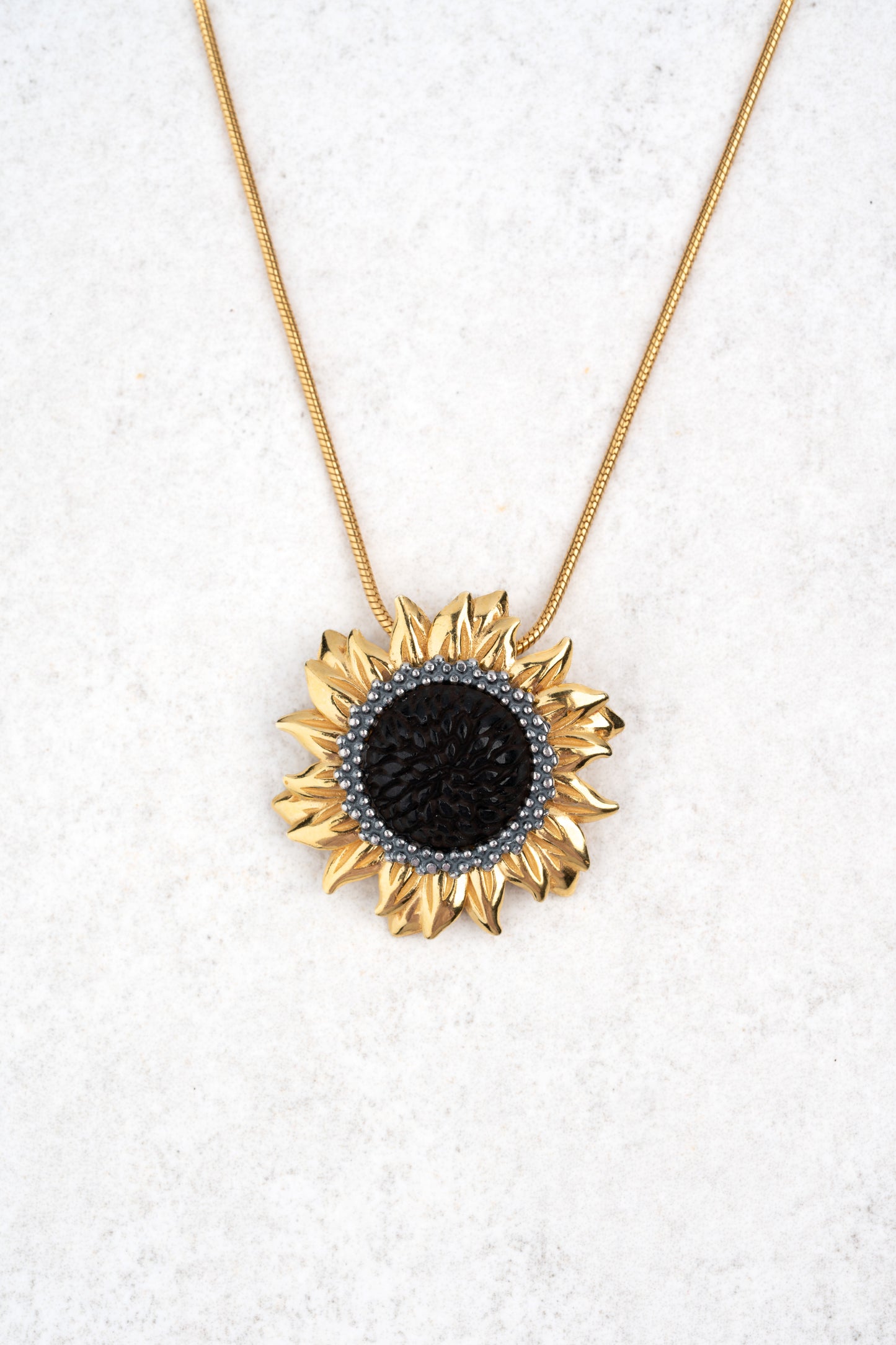 Gold-Plated Pendant with Unpolished Cherry Amber "Heliantha Noctis"