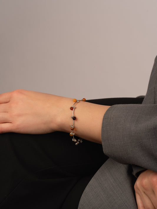 Silver Bracelet with Amber "Autumnus Vortex"