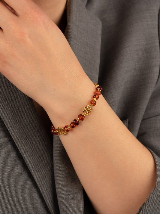 Gold-Plated Amber Bracelet with Honey-Colored Amber "Aurea Nectare"