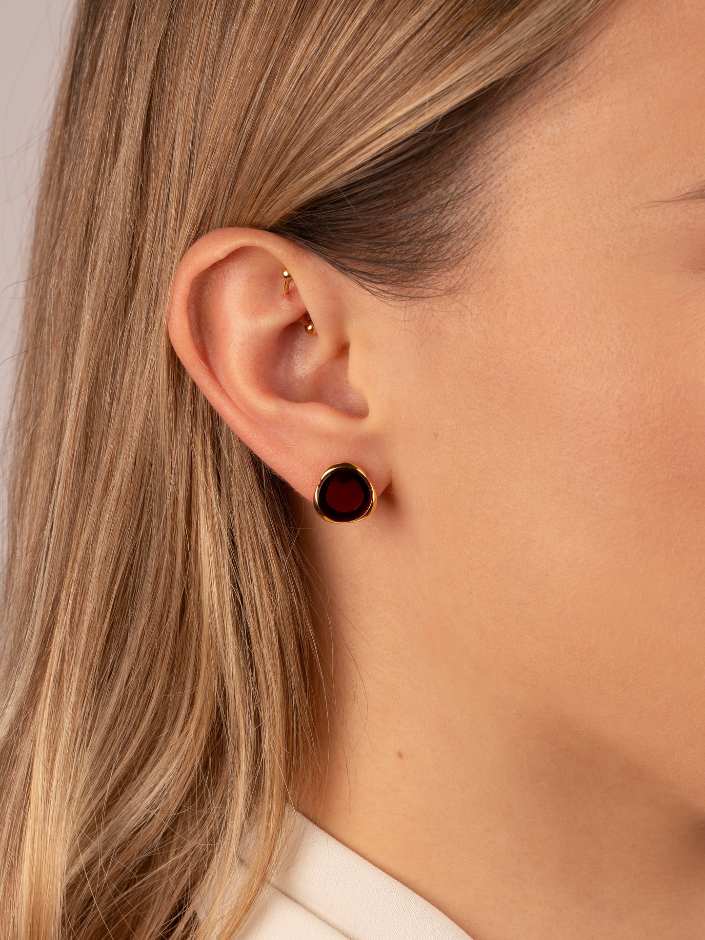 Gold-Plated Earrings with Cherry-Colored Amber "Florentia Aurum"