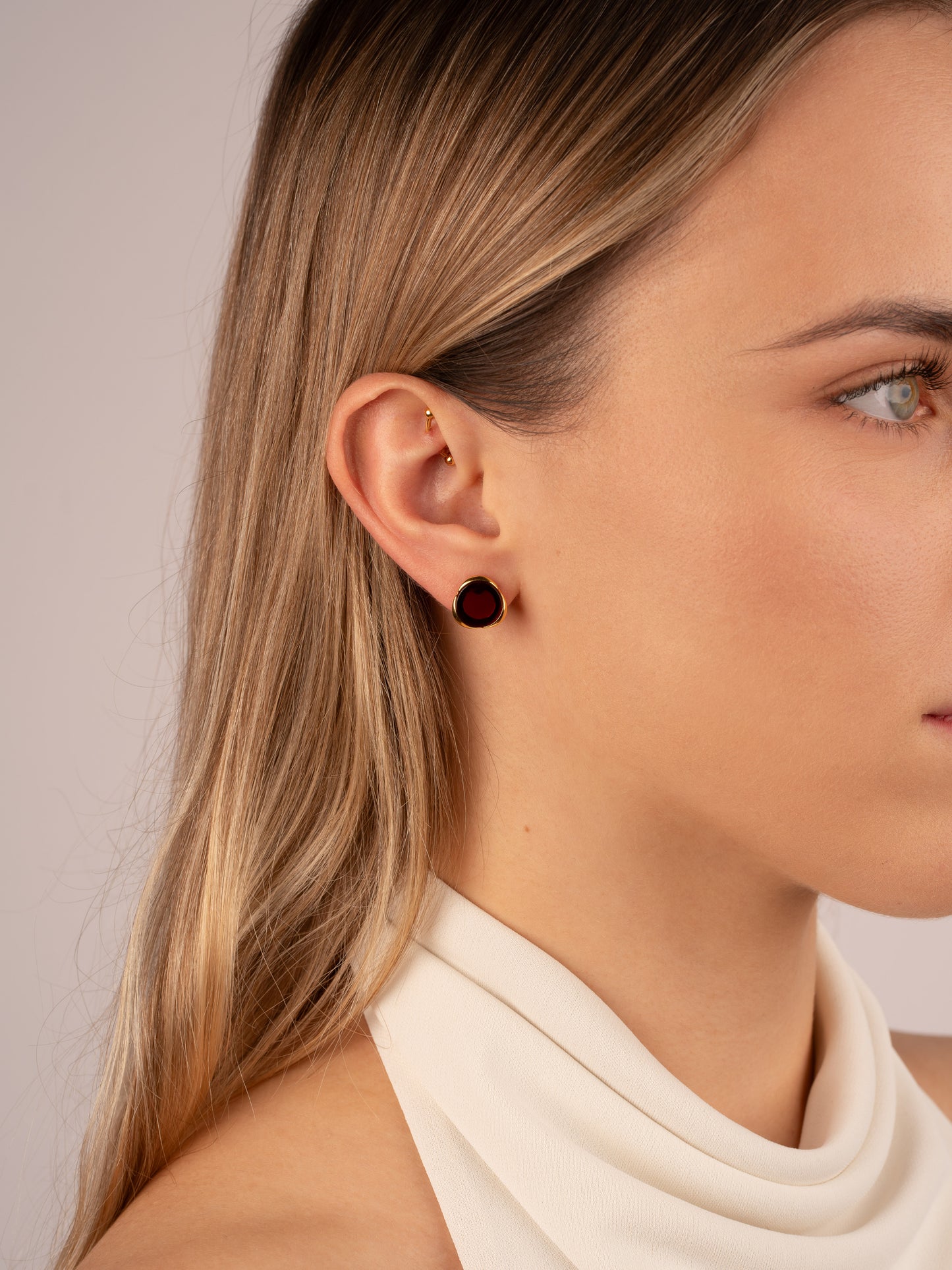 Gold-Plated Earrings with Cherry-Colored Amber "Florentia Aurum"