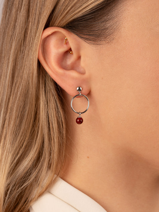 Sidabriniai gintariniai auskarai su konjako spalvos gintaru „Rubina Circulus“