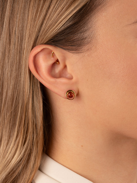 Paauksuoti gintariniai auskarai su medaus spalvos gintaru „Aurum Solaris“