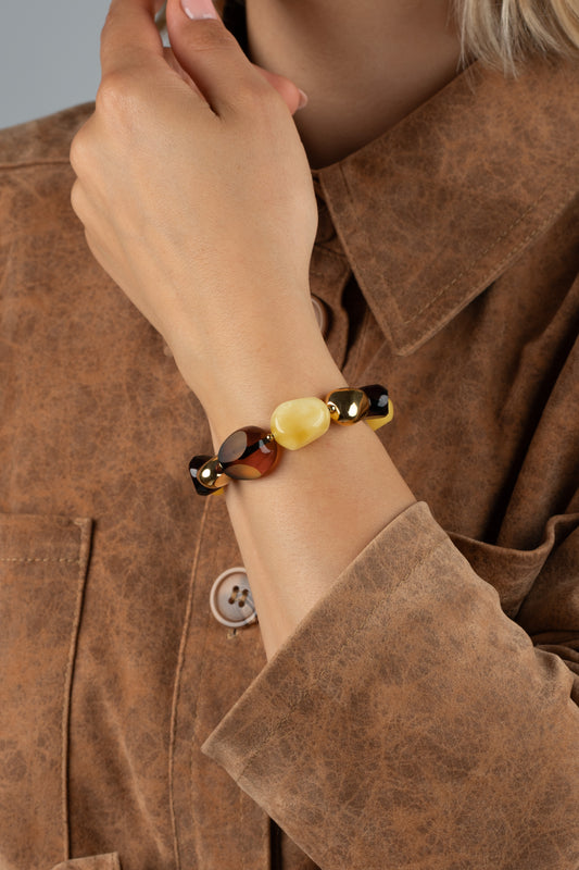 Gold-Plated Elegant Amber Bracelet "Succinum Veritas"