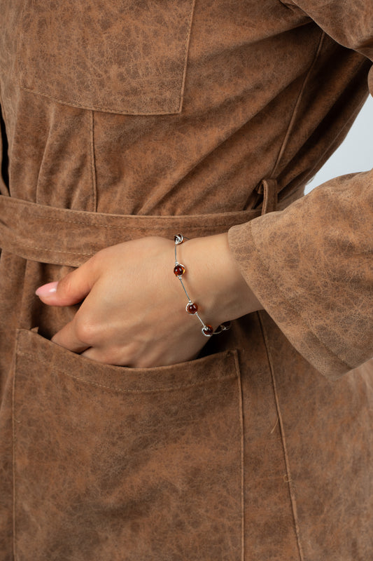 Silver Bracelet with Dark Honey-Colored Amber "Spiritus Succini"