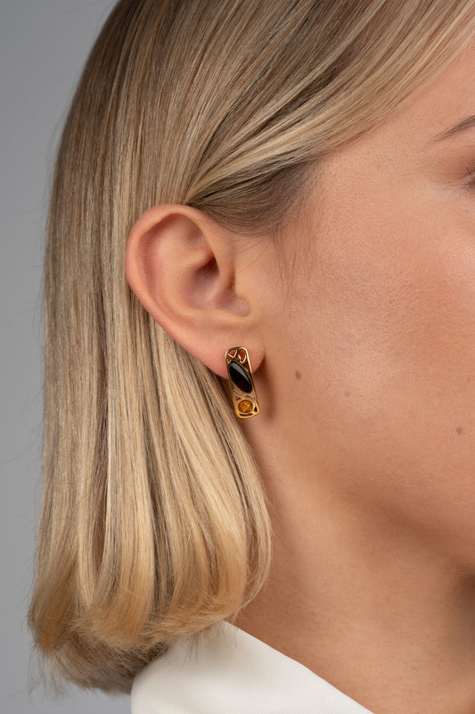 Paauksuoti gintariniai auskarai „Noctis Splendor“