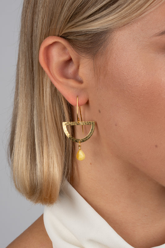 Paauksuoti gintariniai auskarai „Solaris Umbra“