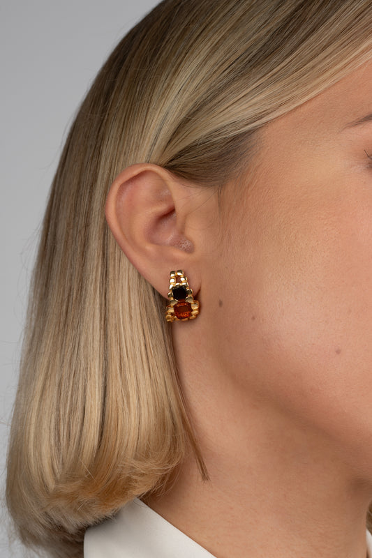 Paauksuoti gintariniai auskarai „Obscura Mellis“