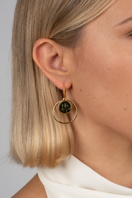 Paauksuoti Žaliojo Gintaro Auskarai „Terra Clara“