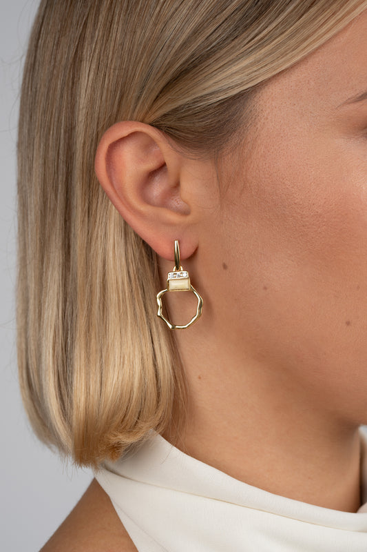 Paauksuoti gintariniai auskarai su pieniniu gintaru „Corona Solis“