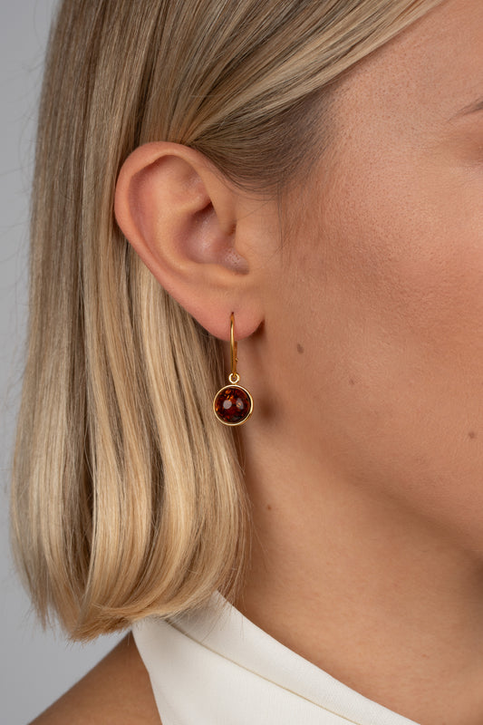 Paauksuoti gintariniai auskarai su konjako spalvos gintaru „Aurora Viventis“