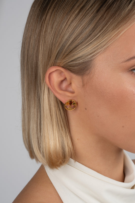 Paauksuoti gintariniai auskarai su įvairiaspalviu Baltijos gintaru „Vita Lucida“