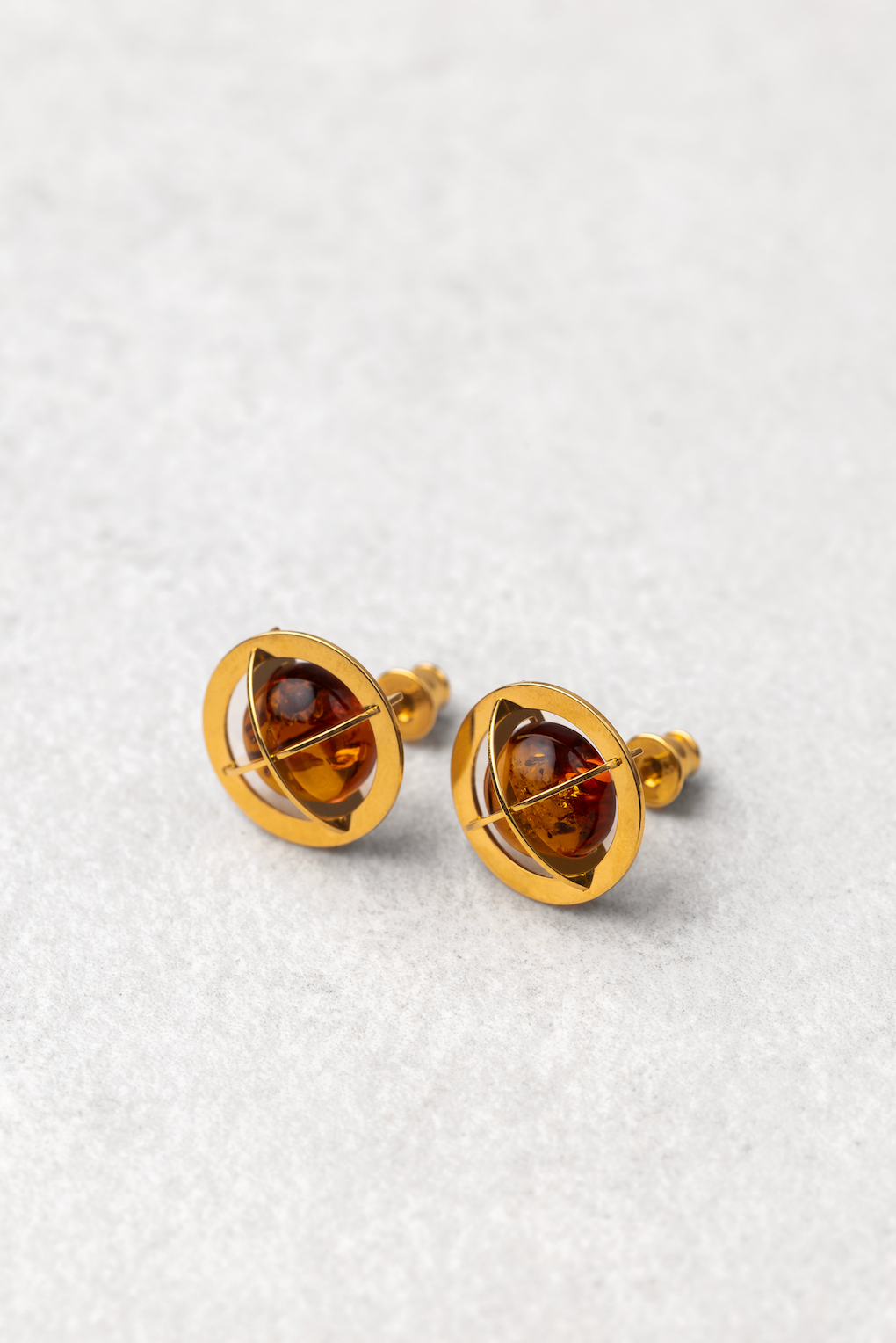 Gold-Plated Amber Earrings "Stellarum Sfera"