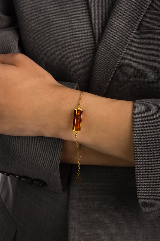 Gold-Plated Amber Bracelet "Aurea Prisma"