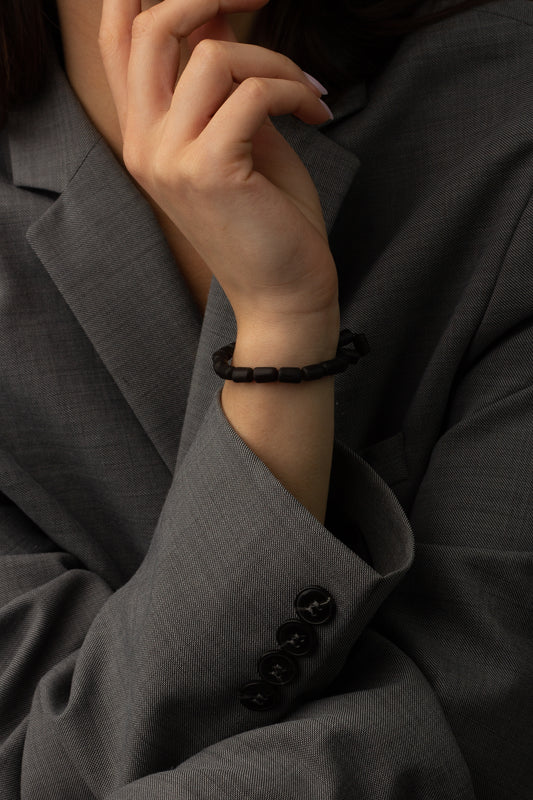 Matte Cherry-Colored Amber Bracelet "Noctis Silenta"