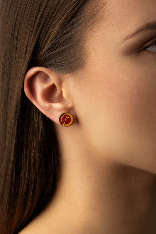 Paauksuoti gintariniai auskarai „Orbis Aequus“