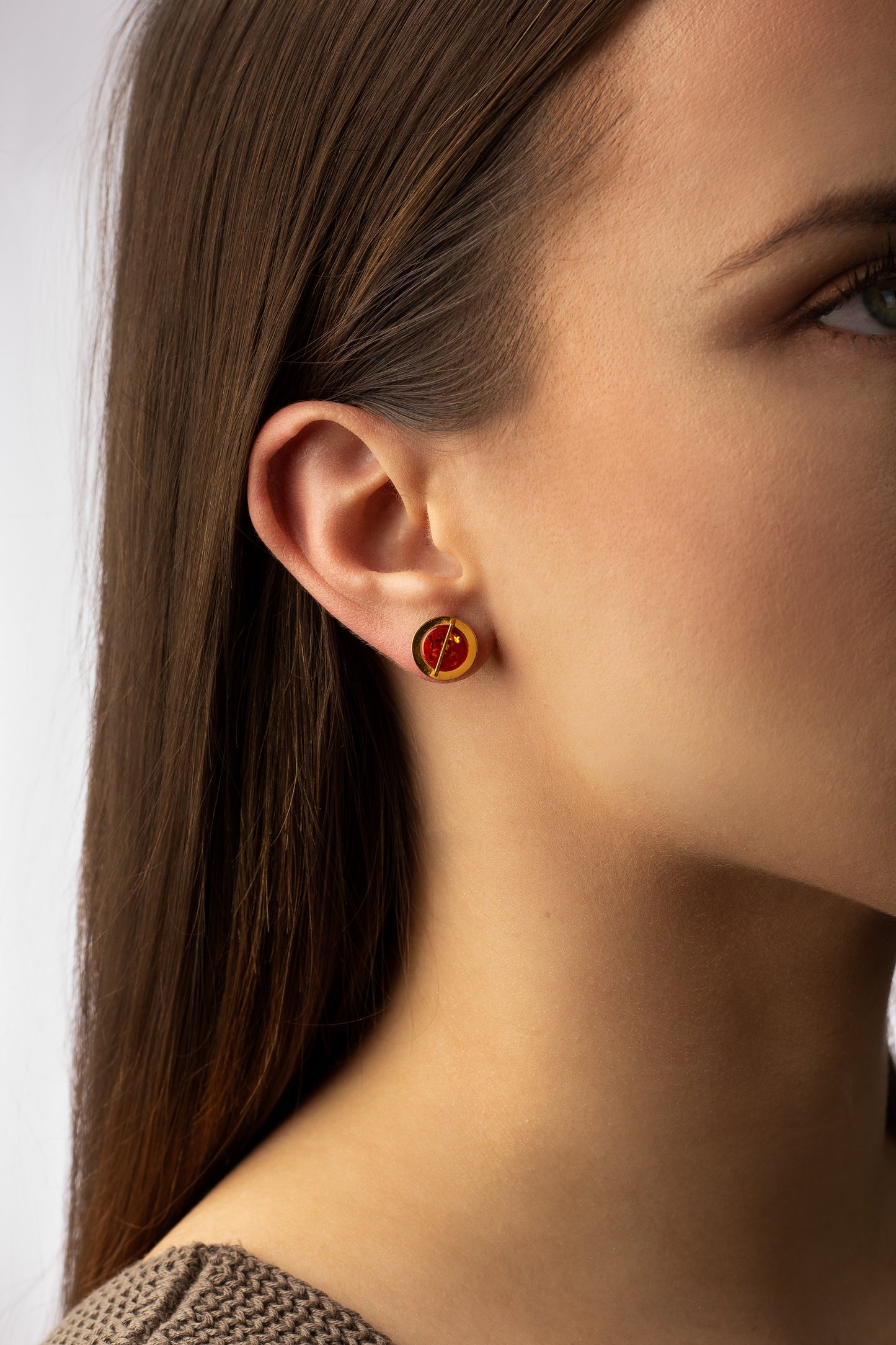 Paauksuoti gintariniai auskarai „Orbis Aequus“