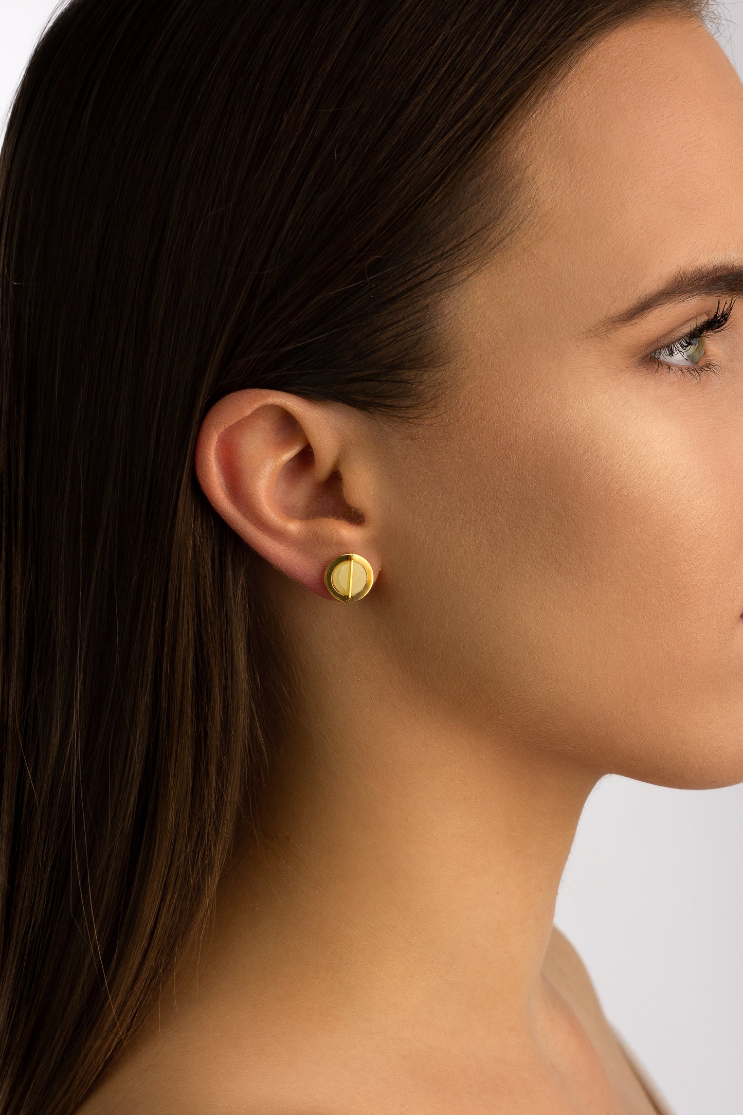 Gold-Plated Amber Earrings "Stellarum Orbis Lumen"