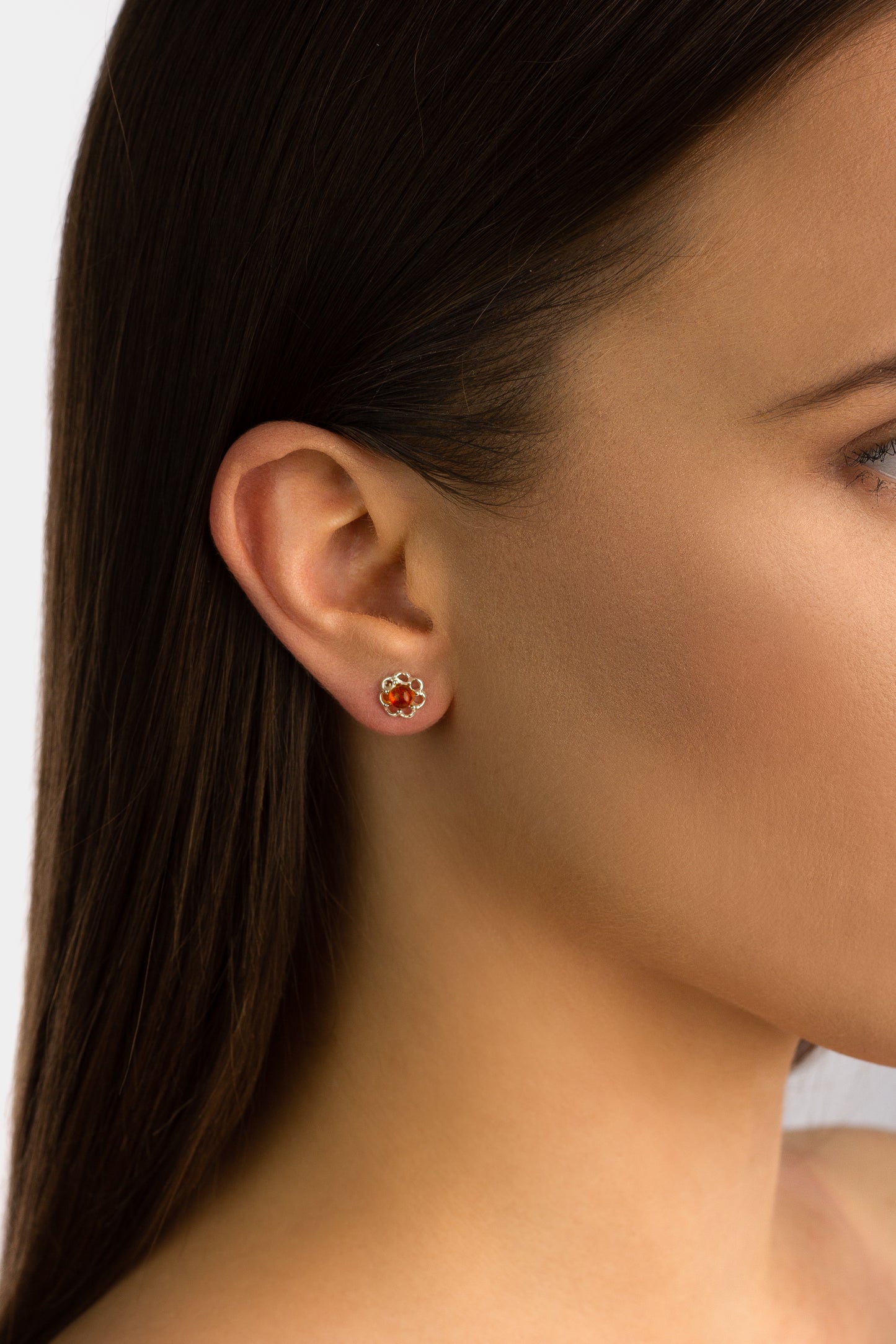 Silver Earrings with Honey-Colored Amber "Flos Solis"