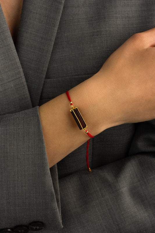 Gold-Plated Amber Bracelet "Prisma Rubra"