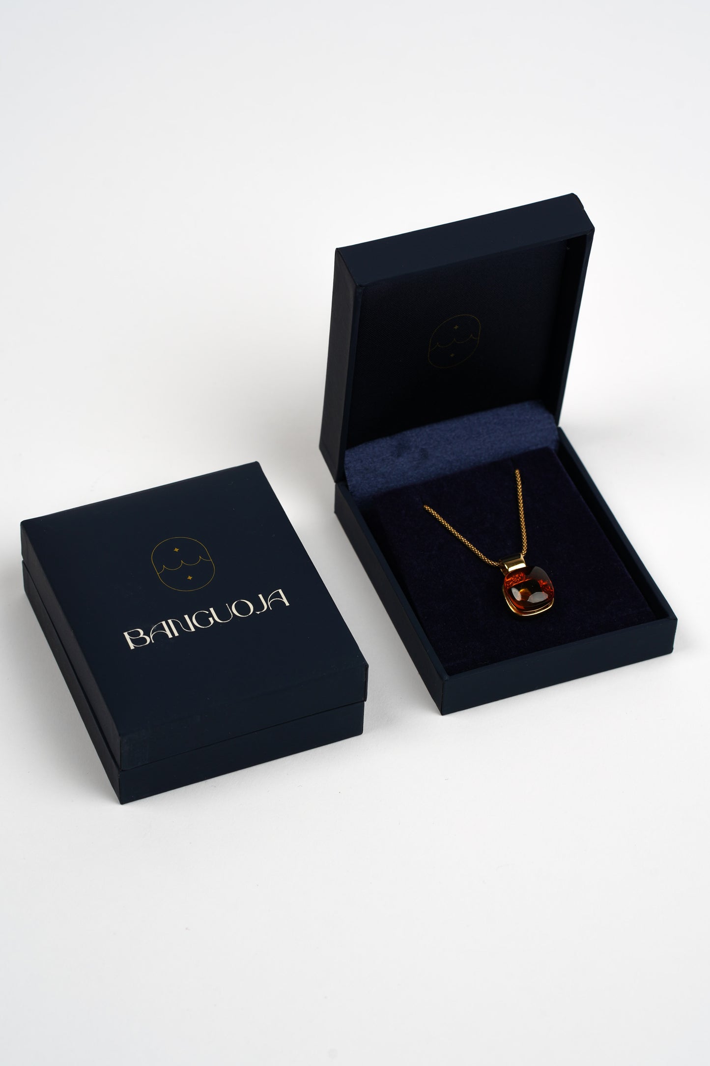 Modern Gold-Plated Pendant with Honey-Colored Amber "Aurea Splendor"