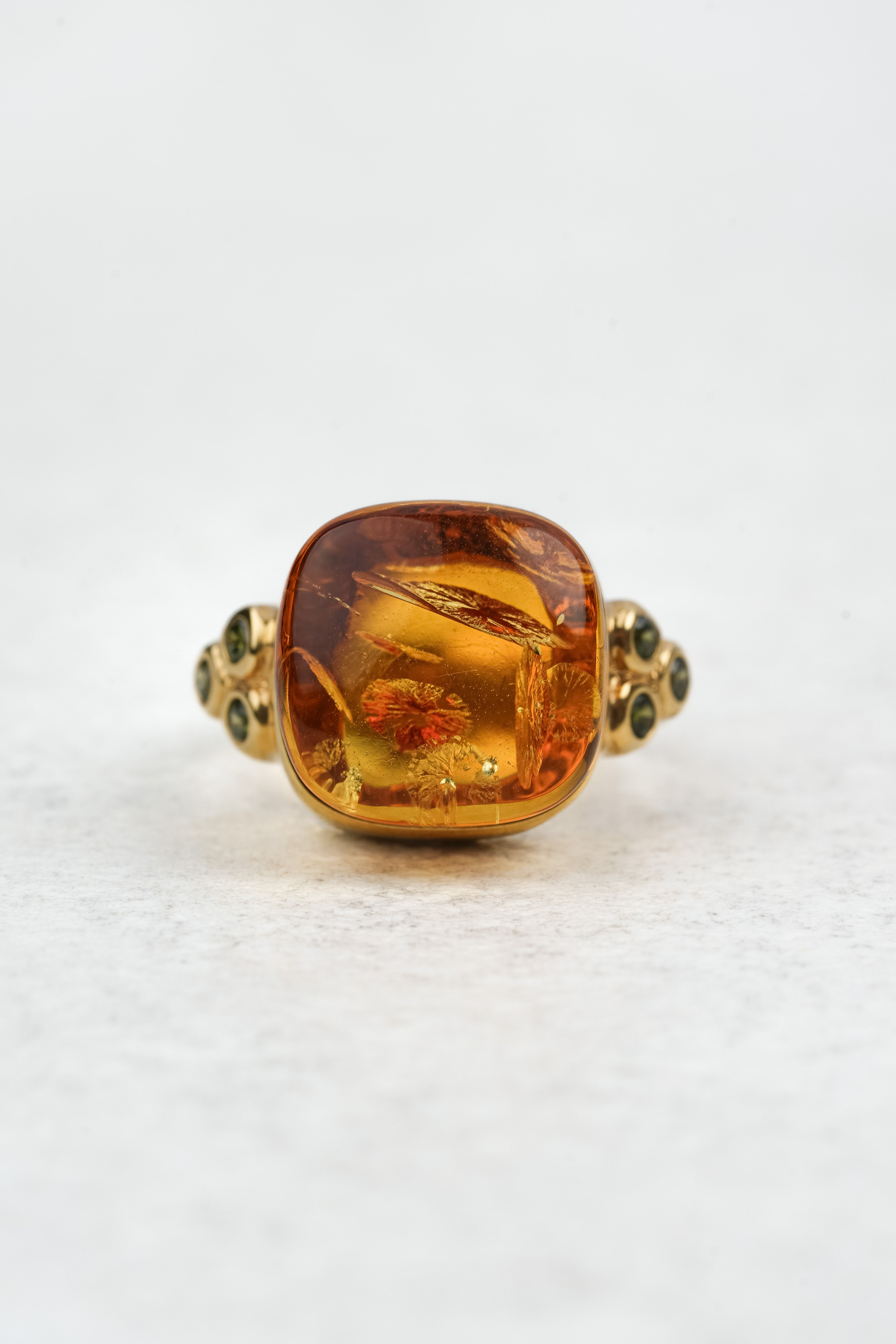 Luxurious Gold-Plated Ring with Yellow Amber "Aurum Umbrae"
