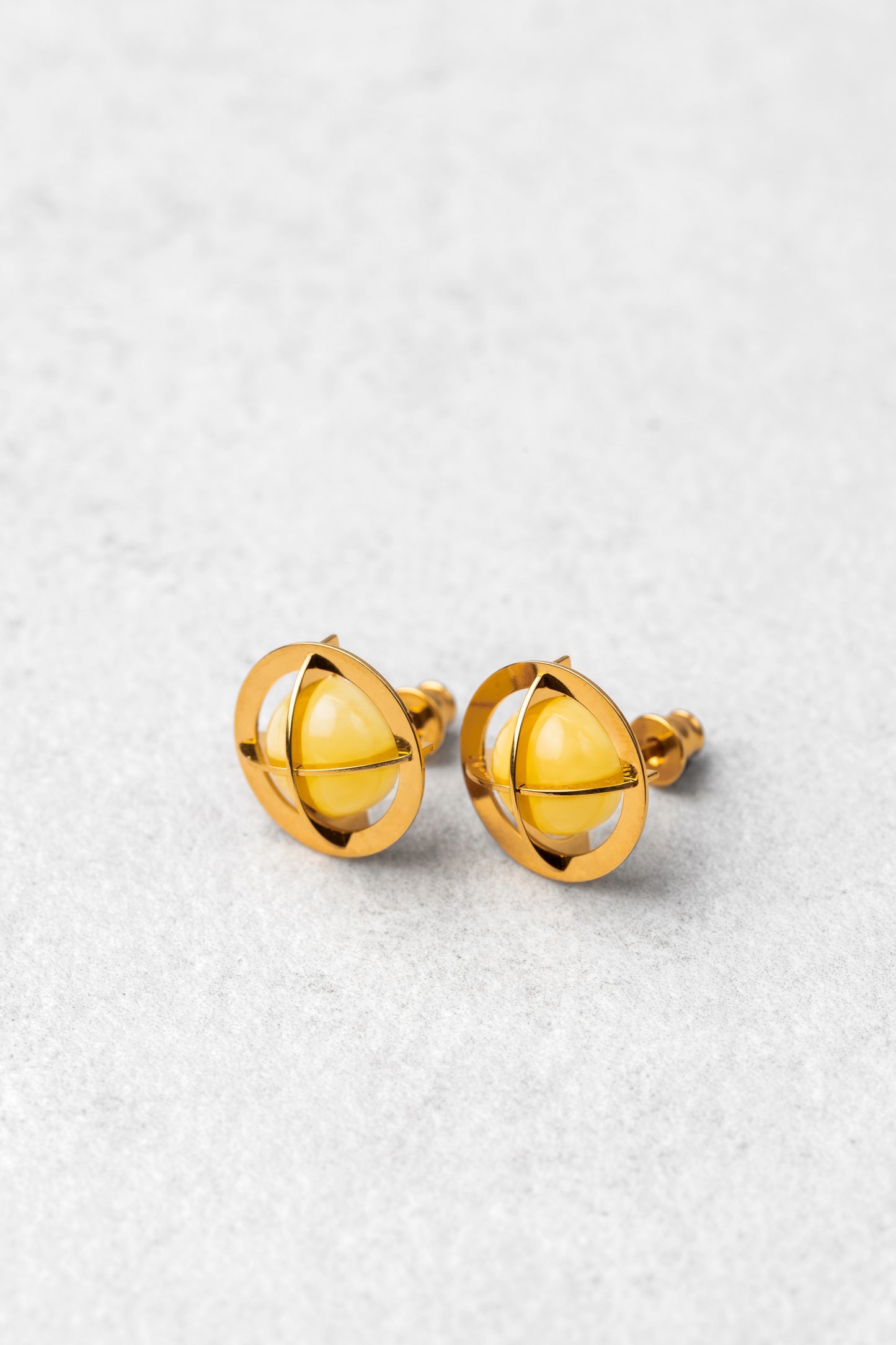 Gold-Plated Amber Earrings "Stellarum Sfera"