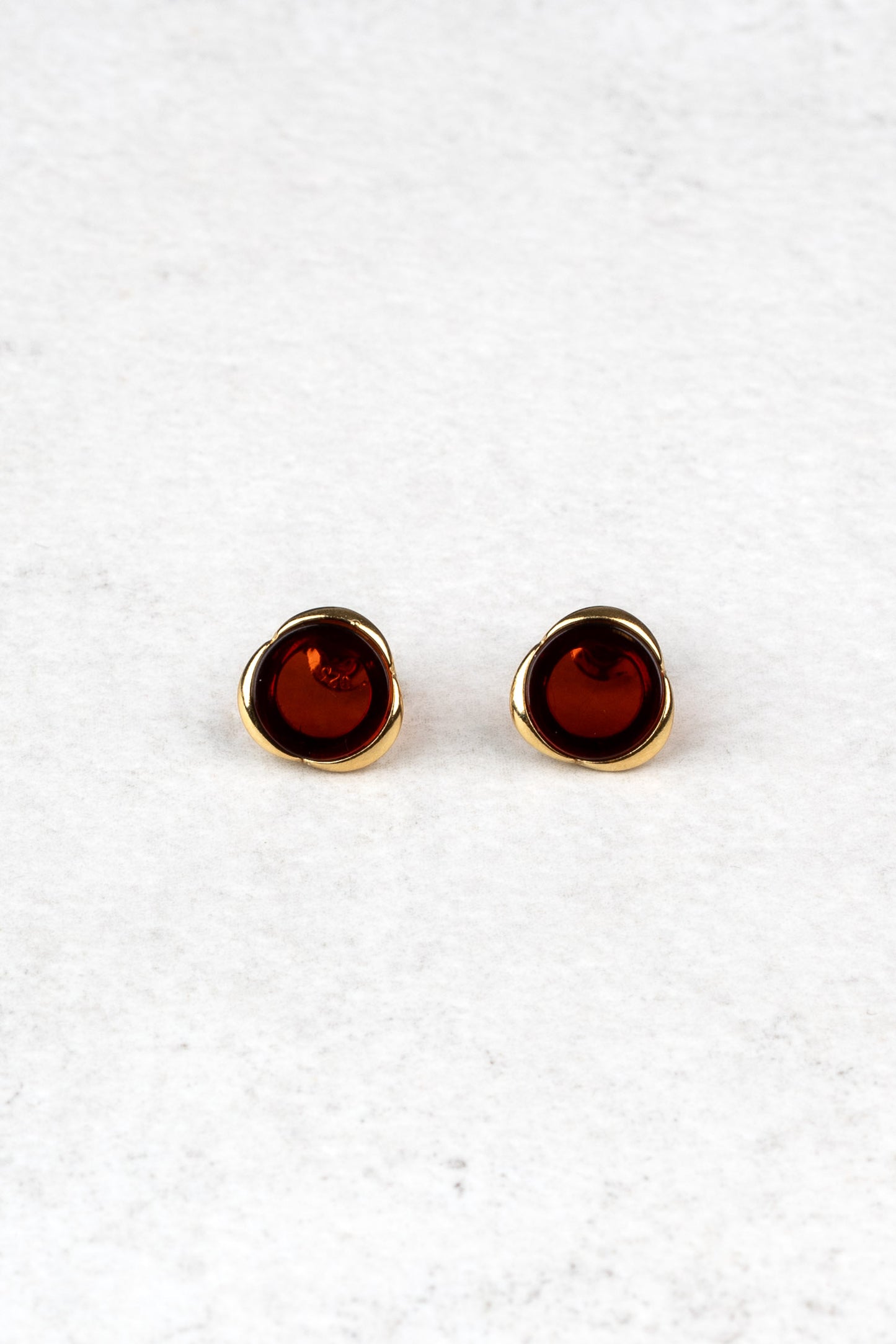 Gold-Plated Earrings with Cherry-Colored Amber "Florentia Aurum"