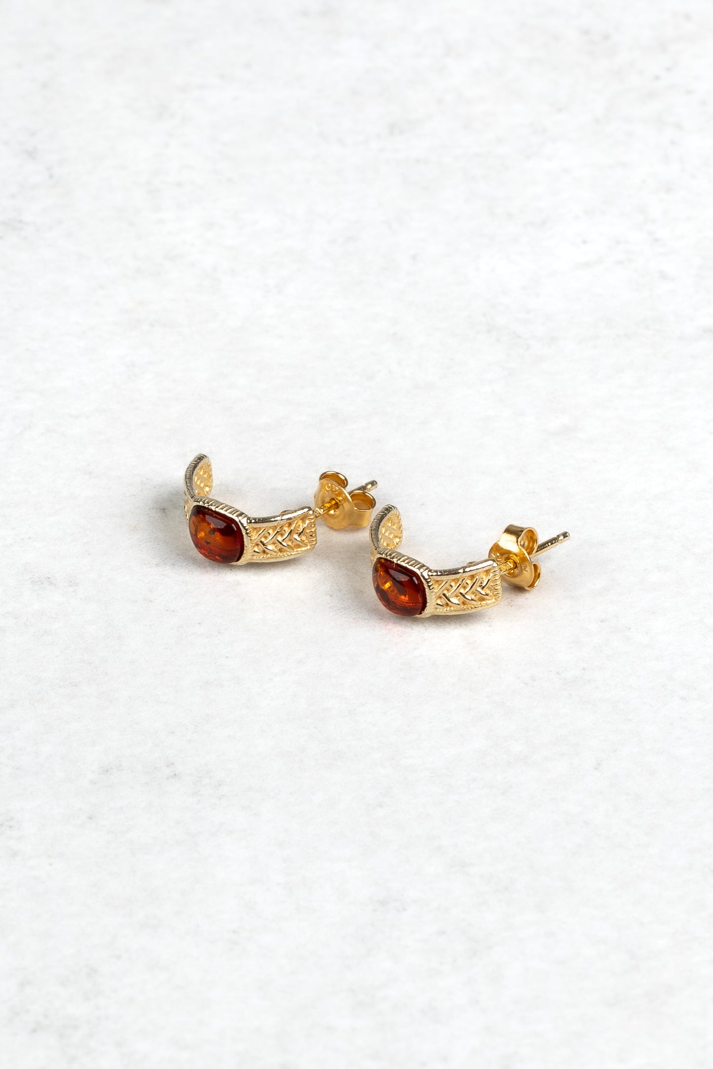 Gold-Plated Earrings with Honey-Colored Amber "Aurum Coronis"