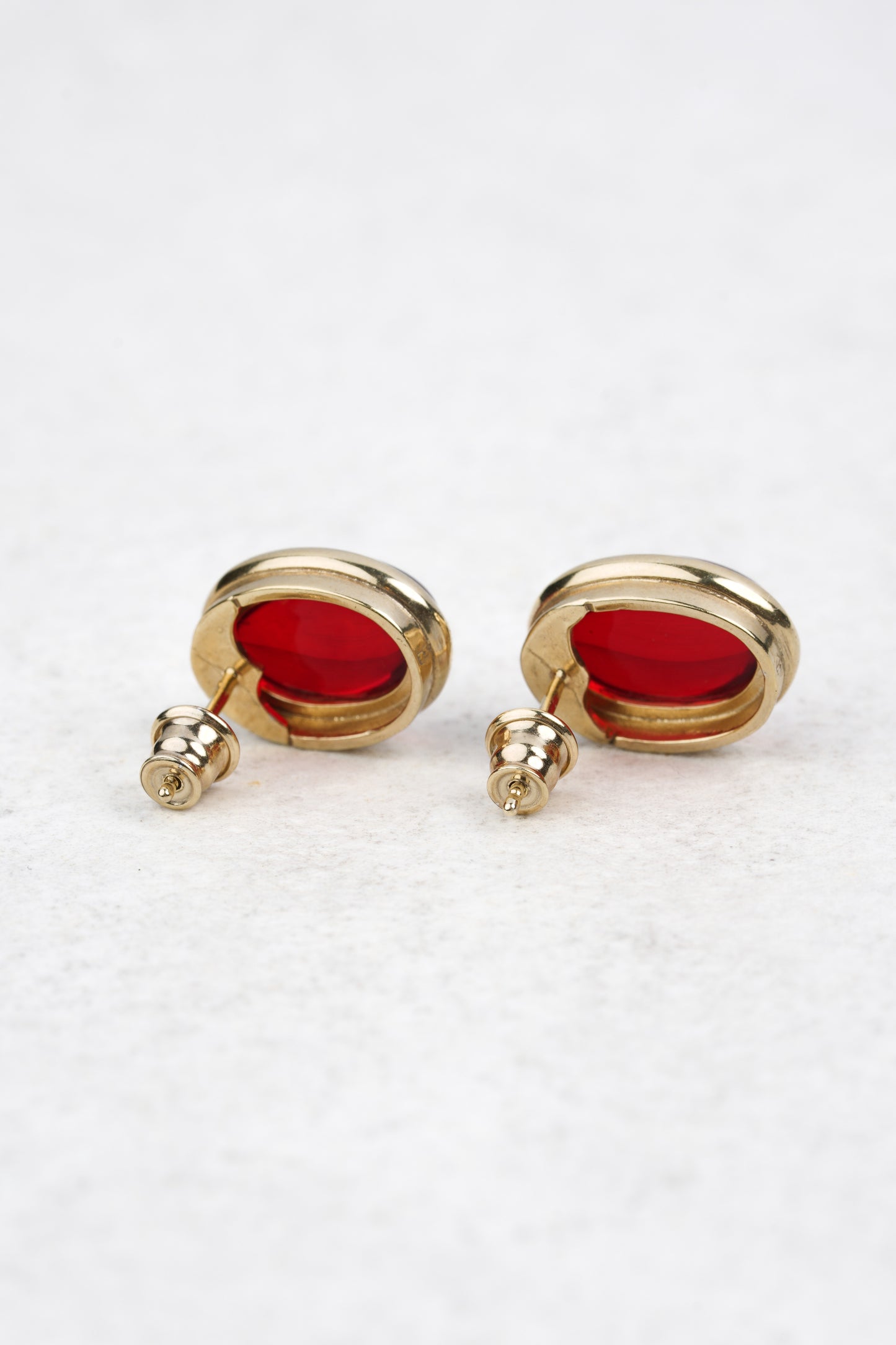 Gold-Plated Earrings with Natural Red Amber "Peccatum Dulce – Litura"