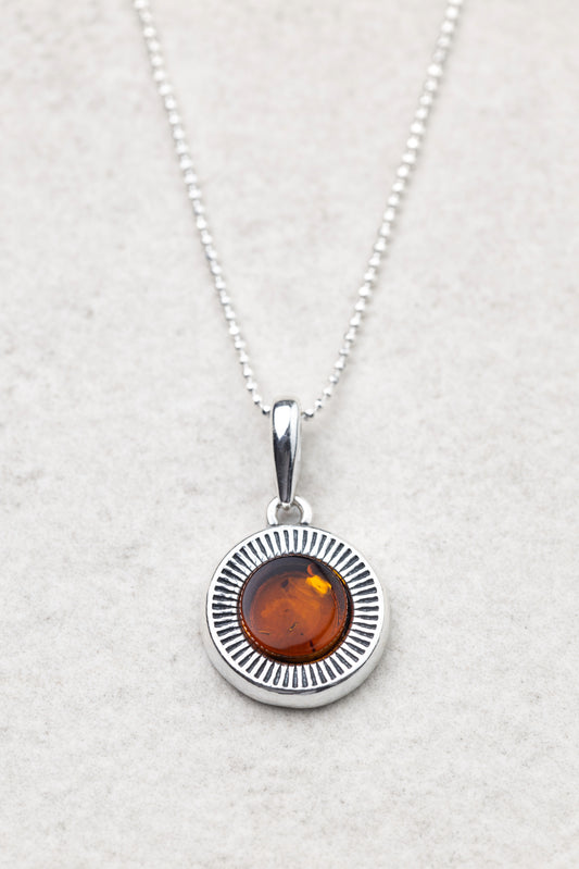 Silver Necklace with Amber "Aura Silver-Honey"
