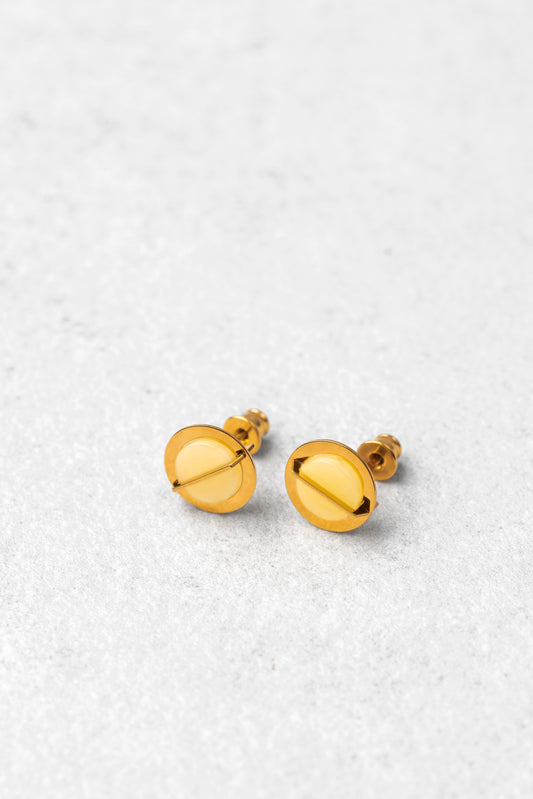 Gold-Plated Amber Earrings "Stellarum Orbis Lumen"