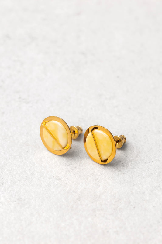 Gold-Plated Amber Earrings "Stellarum Orbis Grandis"