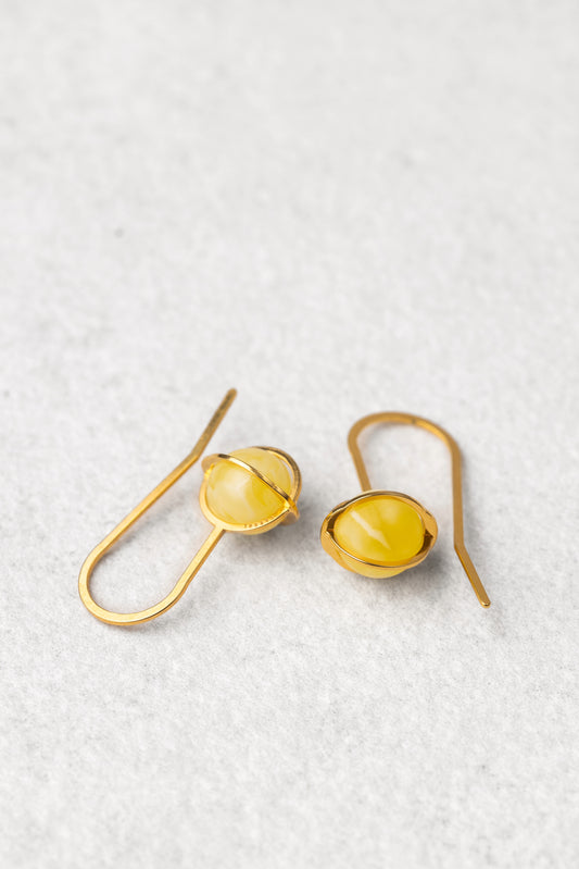 Gold-Plated Amber Earrings “Solis Sinus”