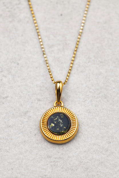 Gold-Plated Amber Pendant with Honey-Colored Amber "Aurora Baltica Gold"