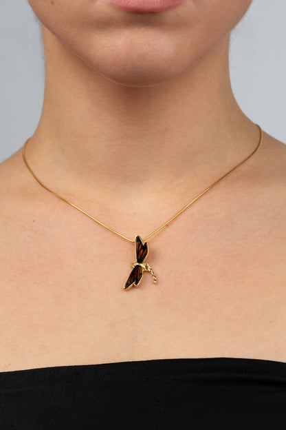 Paauksuotas gintarinis modernus pakabukas su skaidriu medaus spalvos gintaru "Anima Lucis"