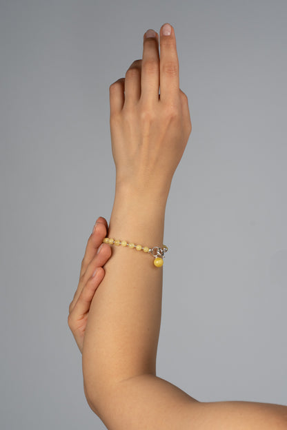 Silver Bracelet with Milky Baltic Amber "Luna Alba"