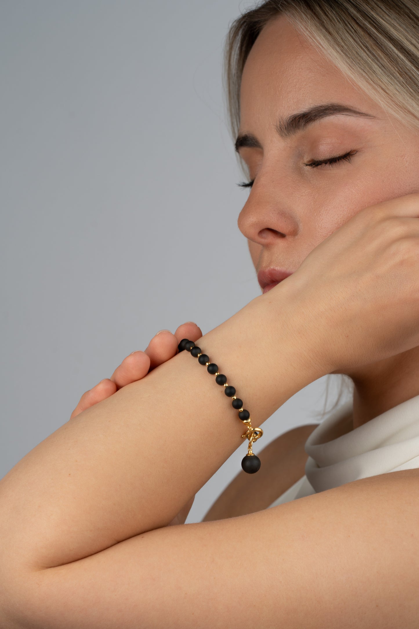 Gold-Plated Bracelet With Natural Matte Cherry Amber "Aurum Ignis"