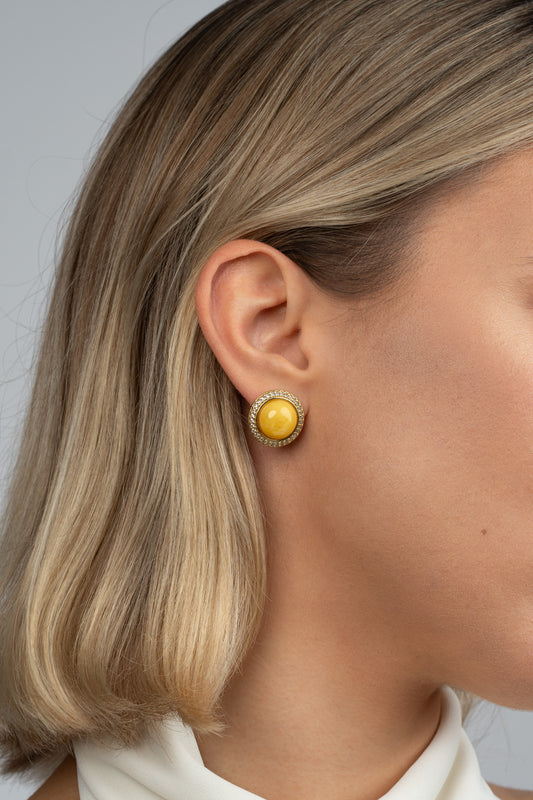 Paauksuoti geltonojo gintaro auskarai „Sol Aurata“