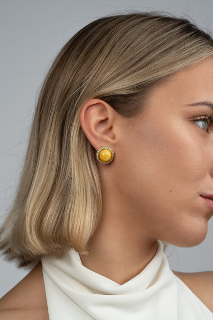 Paauksuoti geltonojo gintaro auskarai „Sol Aurata“