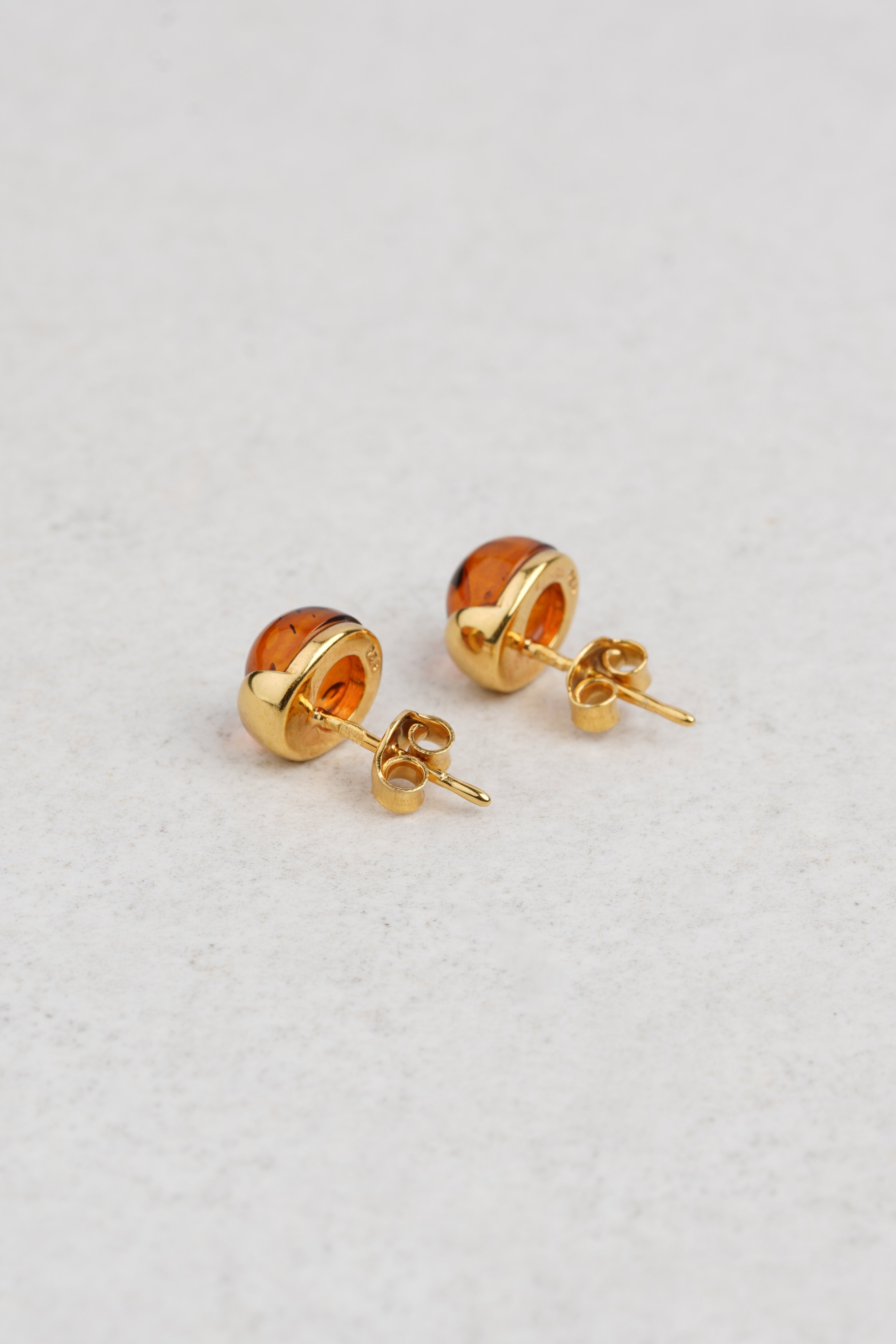 Gold-Plated Earrings with Honey Amber "Nectareus Ignis"