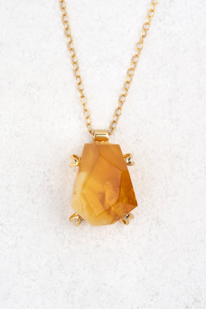 Vienetinis Paauksuotas Geltonojo Gintaro Kaklo Papuošalas „Aurora Mellea“
