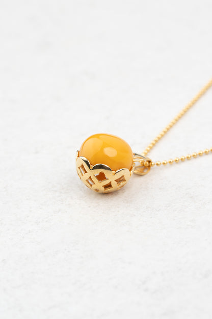 Paauskuotas Pakabukas Su Geltonuoju Gintaru „Aurea Harmonia“