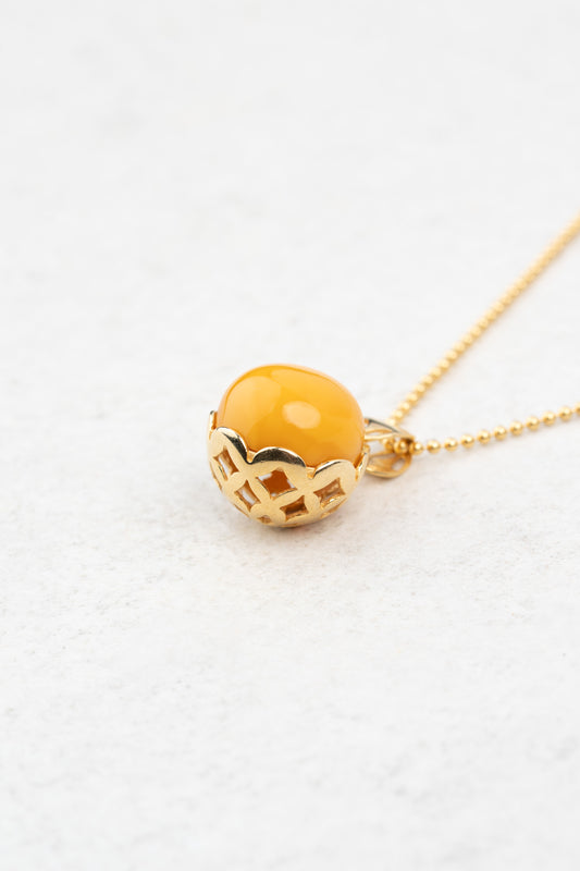 Paauskuotas Pakabukas Su Geltonuoju Gintaru „Aurea Harmonia“