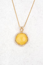 Gold-Plated Unique Pendant with Yellow Amber “Aura Solis”