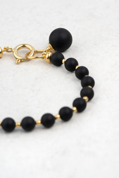 Gold-Plated Bracelet With Natural Matte Cherry Amber "Aurum Ignis"